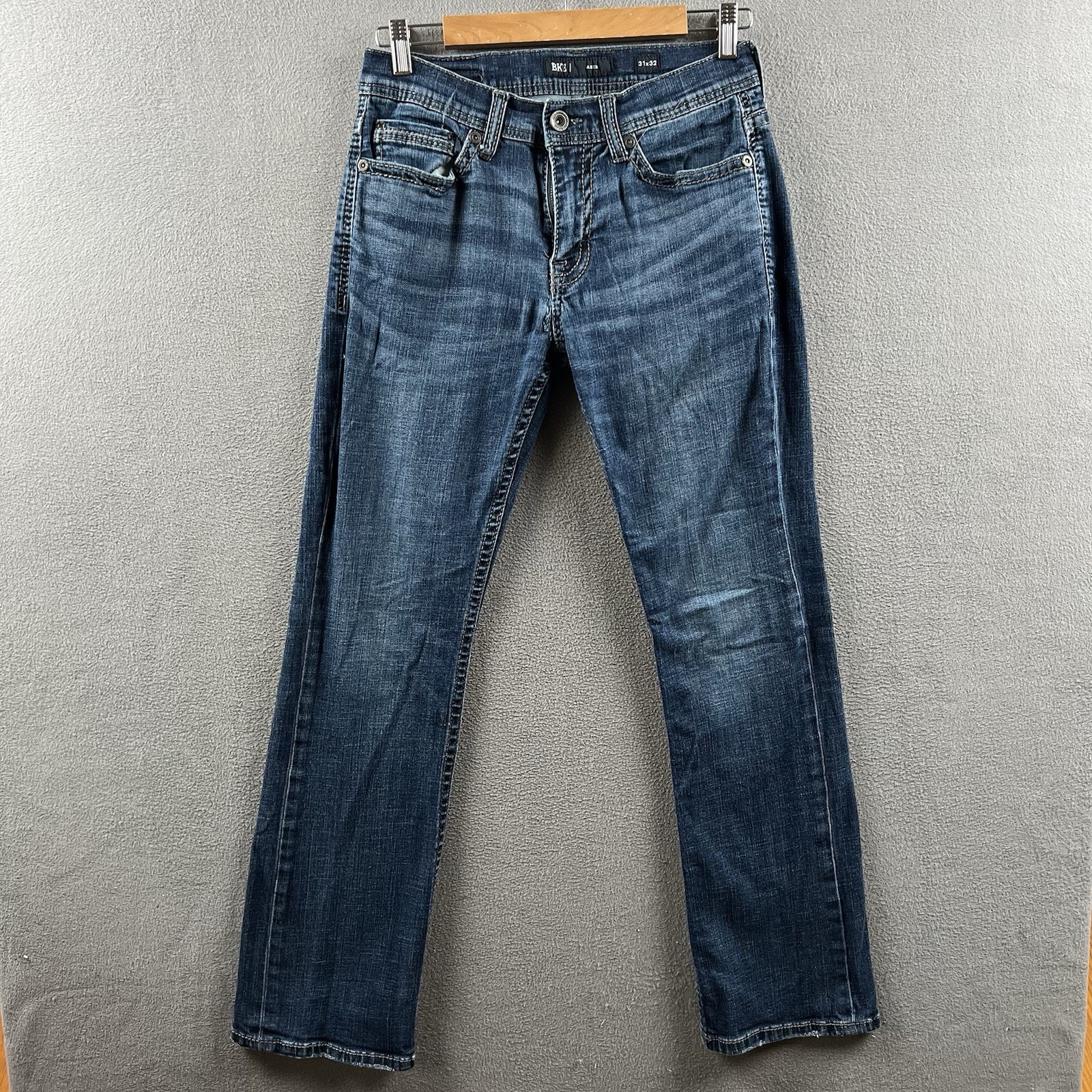 BKE Aiden Jeans Mens 31×32 Blue Slim Straight Stretch Medium Wash Denim Buckle