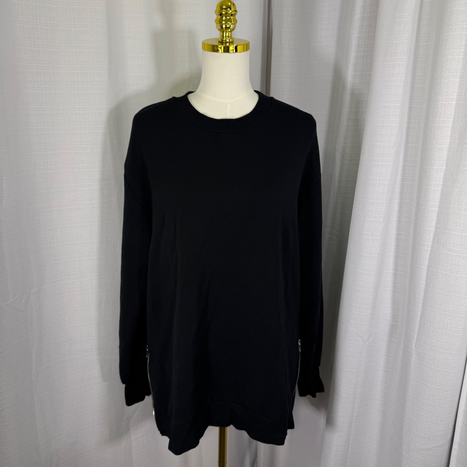 Varley Charter Sweat 2.0 DoubleSoft Black Side Zip Sweatshirt VAR01658 Large