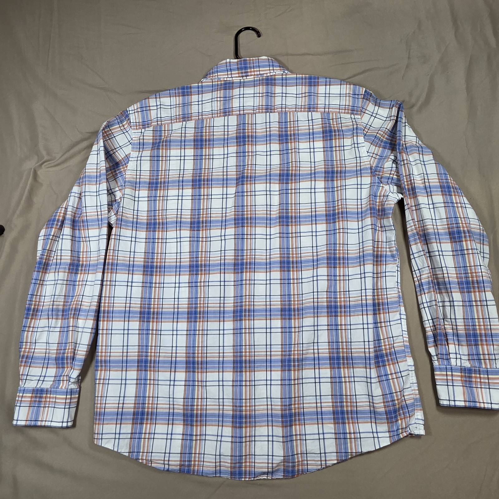 American Eagle Outfitters Men’s L Plaid Cotton Button-Down Shirt Blue Pockets