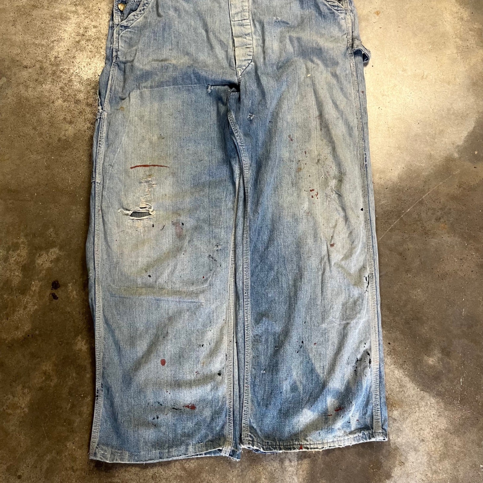 Washington Dee Cee Overalls 40×30 Blue Vintage Distressed Painter Workwear 50s