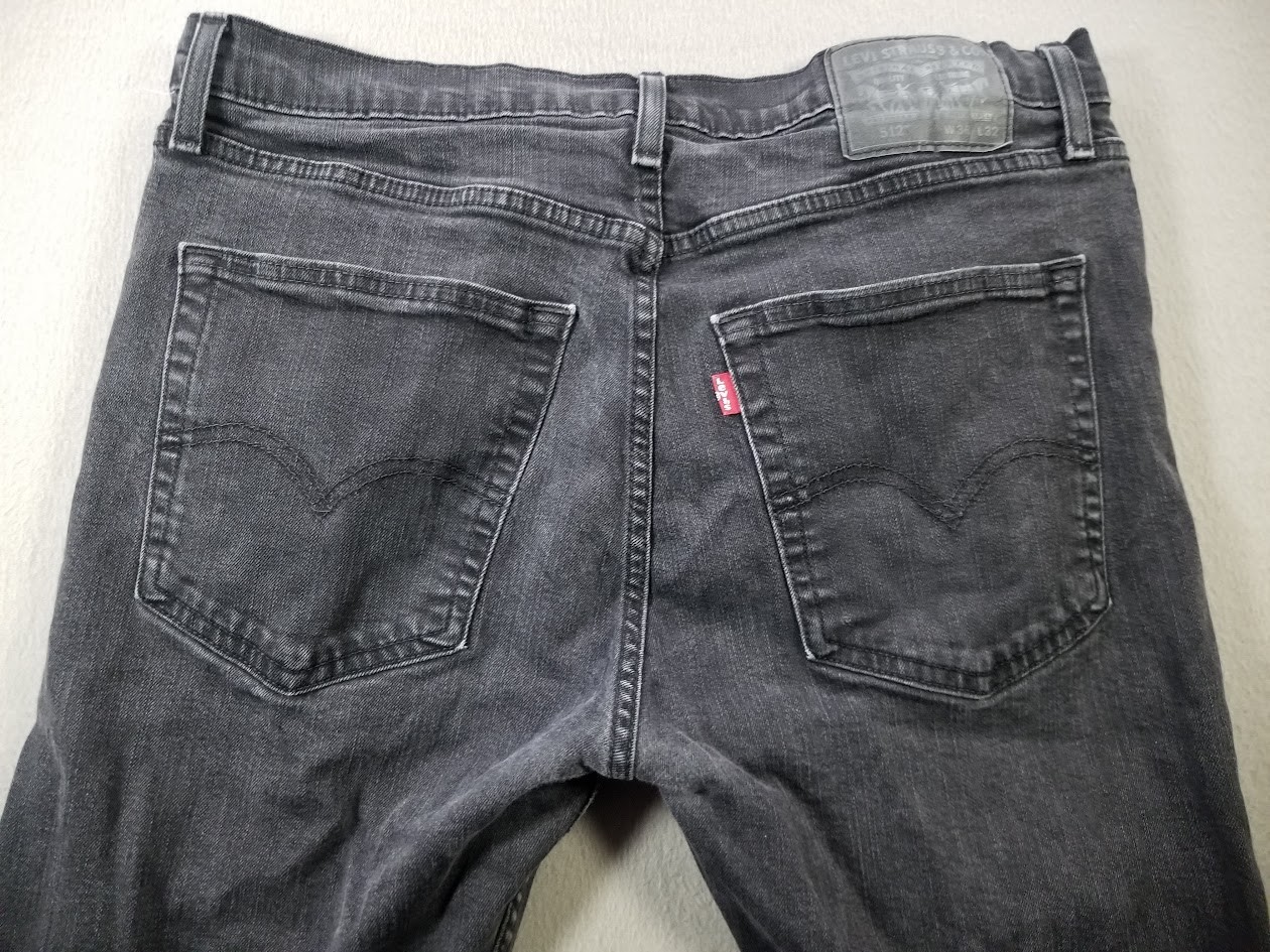 Levis 512 Jeans Men 36×29 Black Slim Tapered Fade Stretch Denim Dark Stonewash