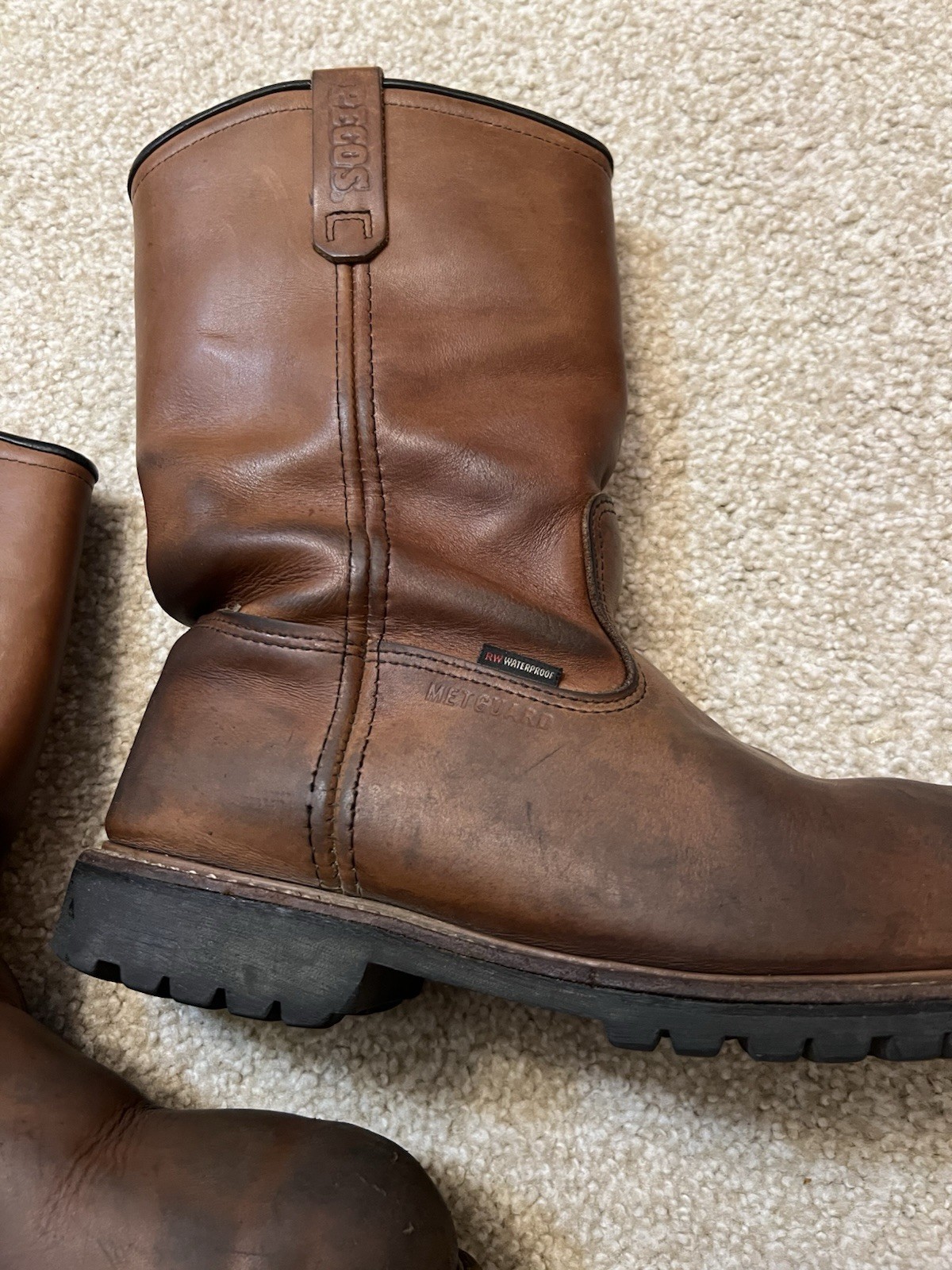 Red Wing Men 12 D Pecos Brown Leather Pull On Safety Work Boots Steel Toe