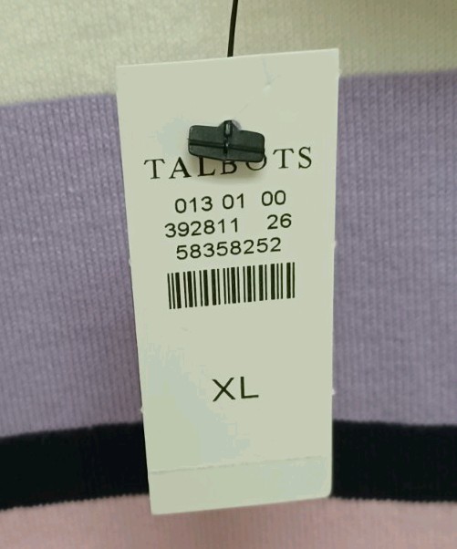 NWT Talbots 100% Cotton Pink & Purple Knit Long Sleeve Blouse Size Extra Large