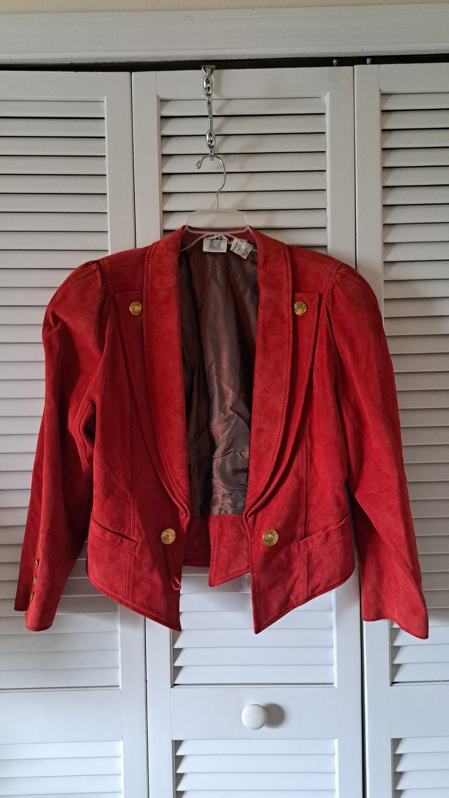 Madeleine Size 40/12 Red Genuine Leather Suade Jacket