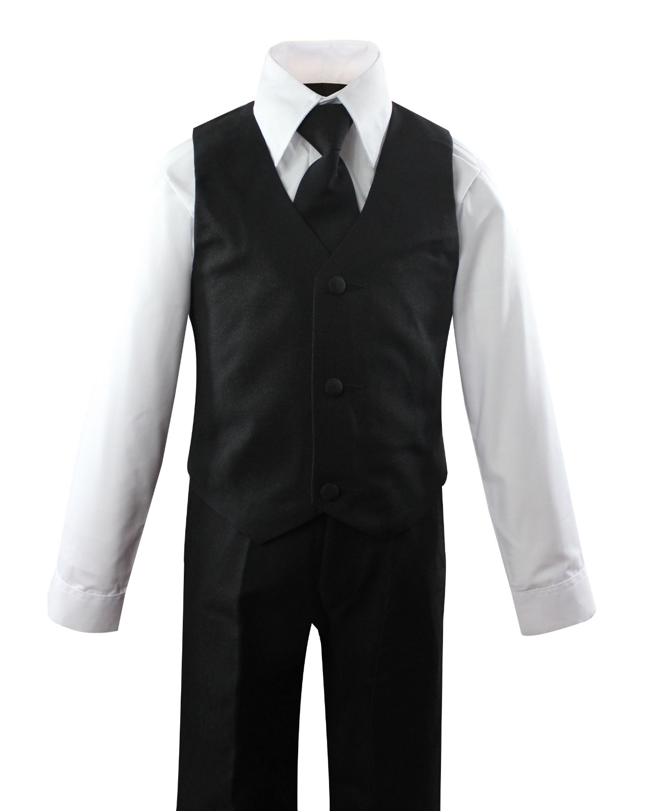 Boys Formal Black Suit 5 Pieces Set Toddler Size 2T to 14
