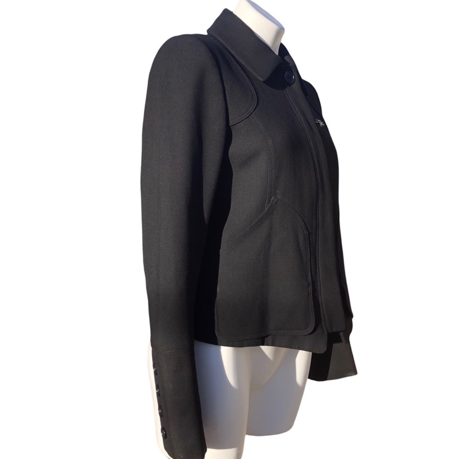 Ann Taylor lined jacket zip & button closure pockets button cuffs size 4