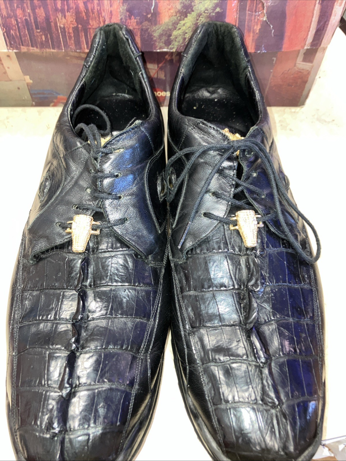 Belvedere Men’s Vasco 336122 Genuine Hornback Crocodile Dress Shoes Size 13