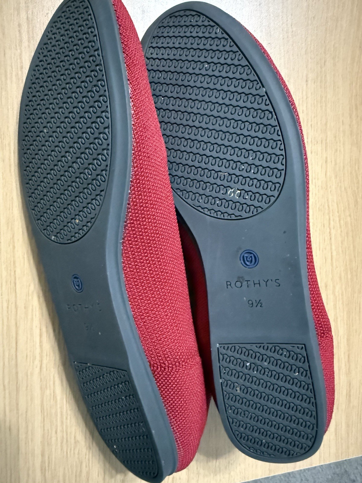 Rothy’s Red Knit Ballet Flats Blue Trim Slip-On Women’s US 9.5 EU 40 UK 7