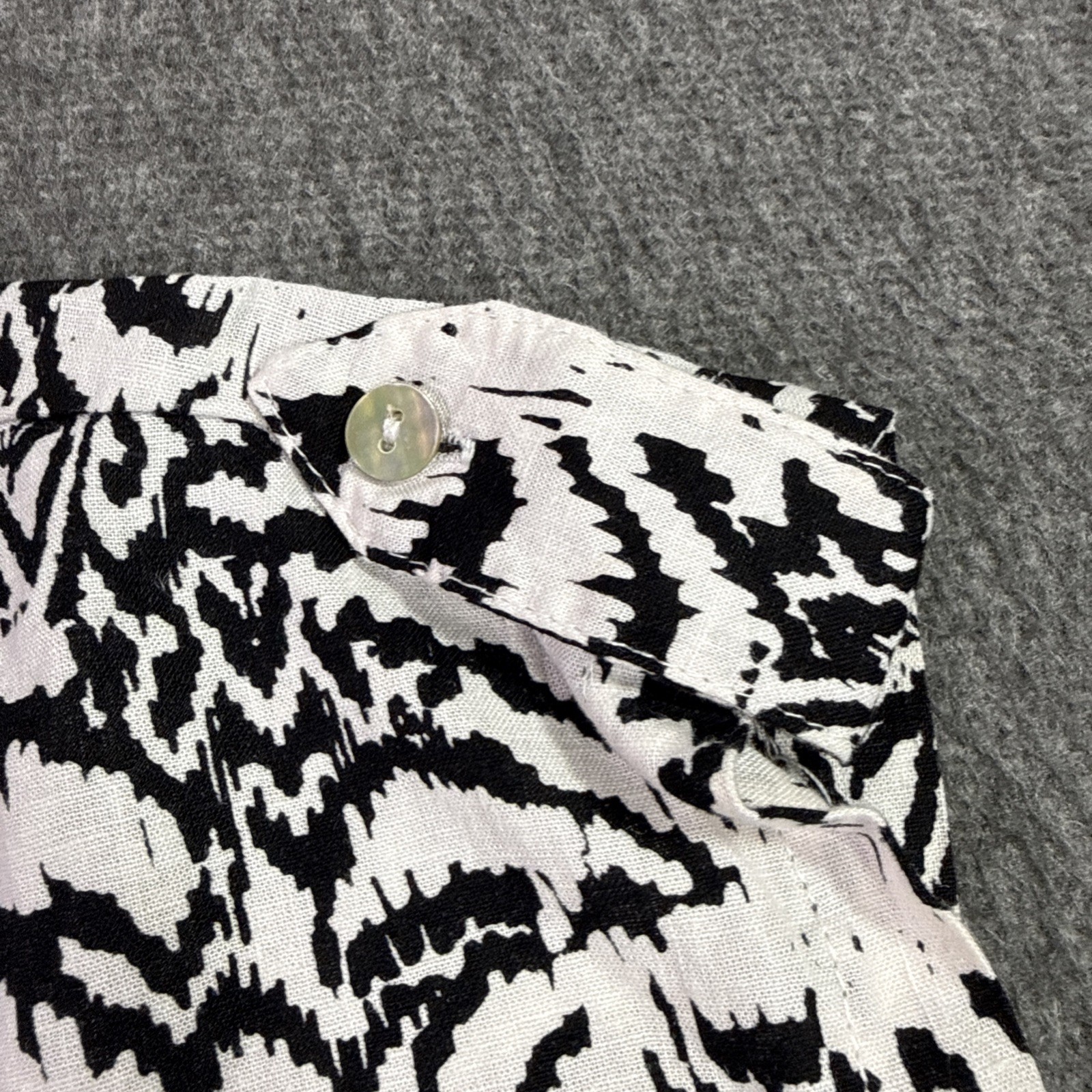 Panama Jack Linen Blend Tie Front Button Up Shirt Women’s XS Black White Floral