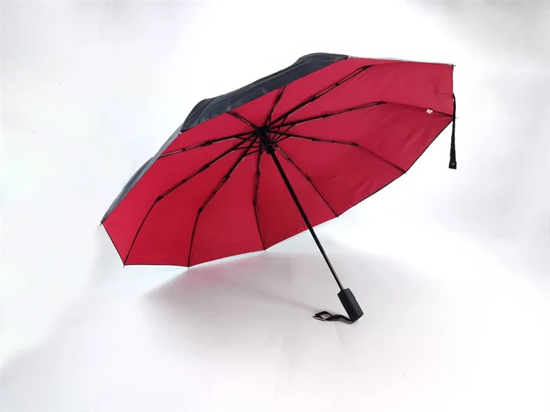 Strong Windproof Compact Umbrella One Click Automatic Open 3 Fold Rain Travel