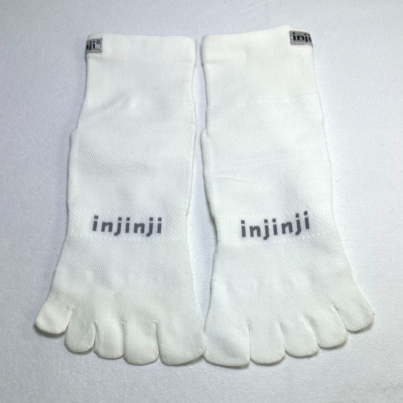 3 Pairs Men’s Lightweight Running Mini-Crew Toe Socks White Size L INJINJI