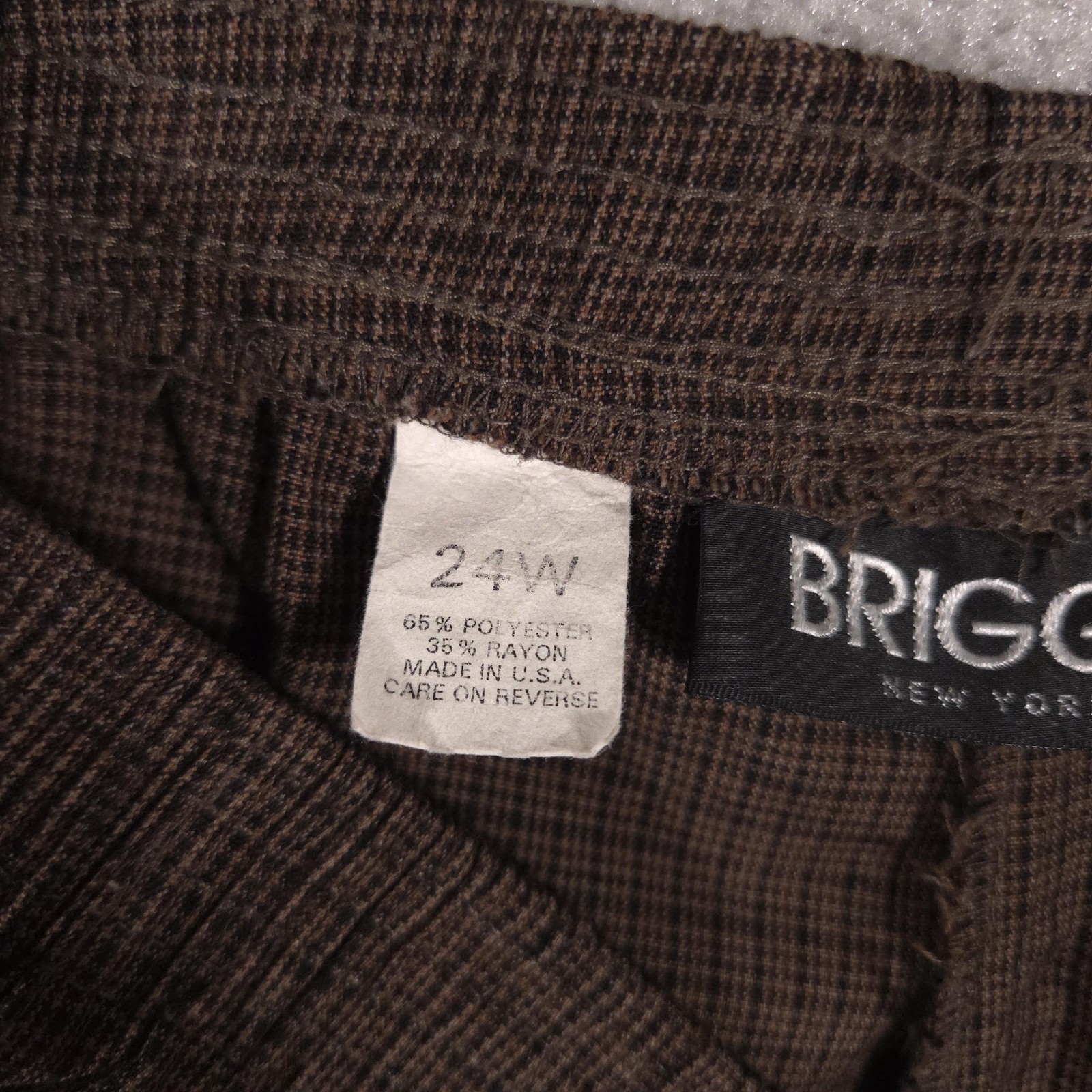 Briggs Pants Womens 24W Plaid Pull On Elastic Waist Plus Size Polyester Rayon