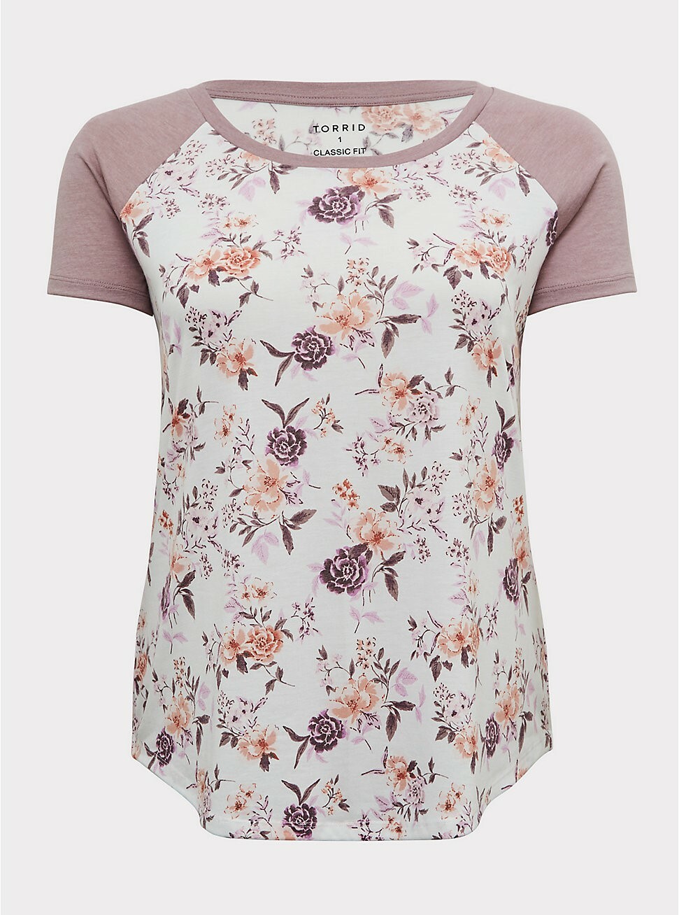Torrid Raglan Shirt Featherlight Floral Mauve Pink NWT New 00X