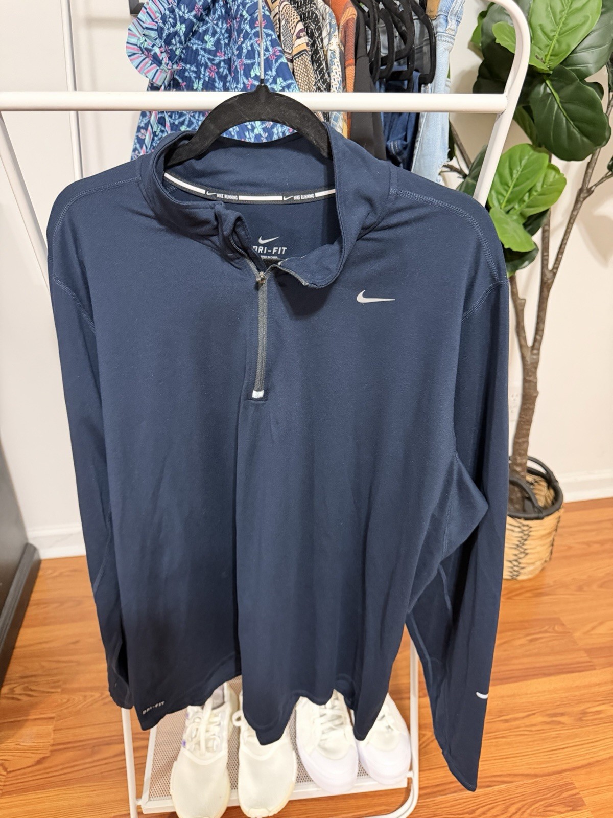 Nike Dri-FIT Men’s 1/4 Zip Mock Neck Long Sleeve Running Pullover Blue XXL