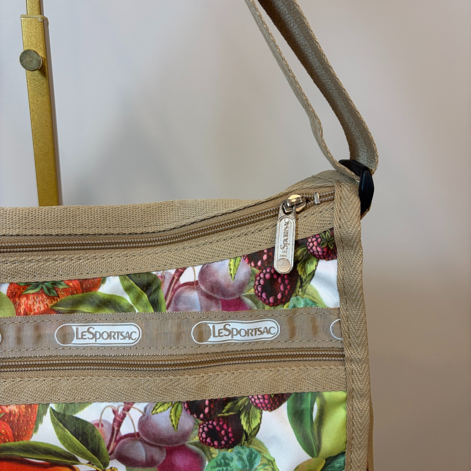 LeSportsac Fruit Print Expandable Shoulder Bag Crossbody w/ Pouch Retail $140
