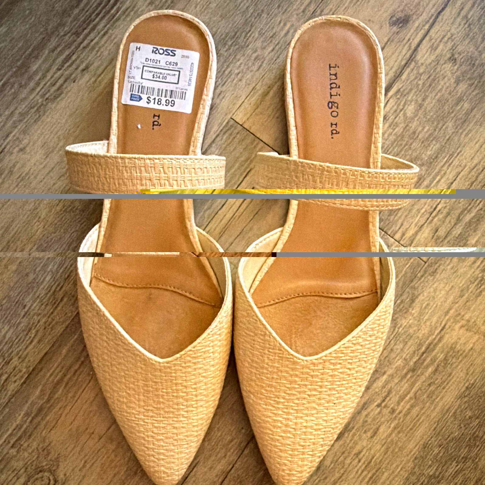 Indigo Rd. Women’s Beige Woven Pointed Toe Slide Flats Faux Leather 8.5M
