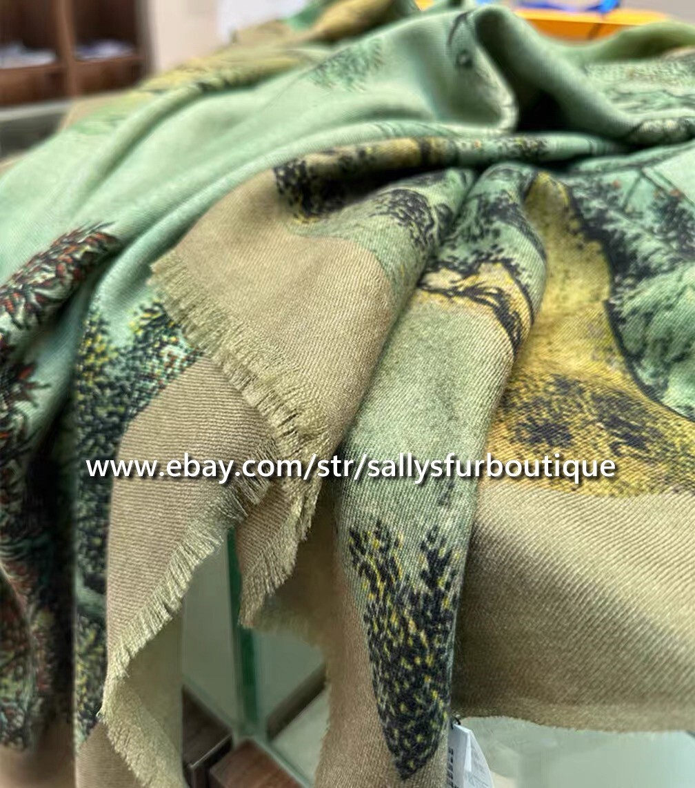 Pure Cashmere Ring Scarf Wrap Shawl Oriental Painting Thin Soft Delicate 78″*39″