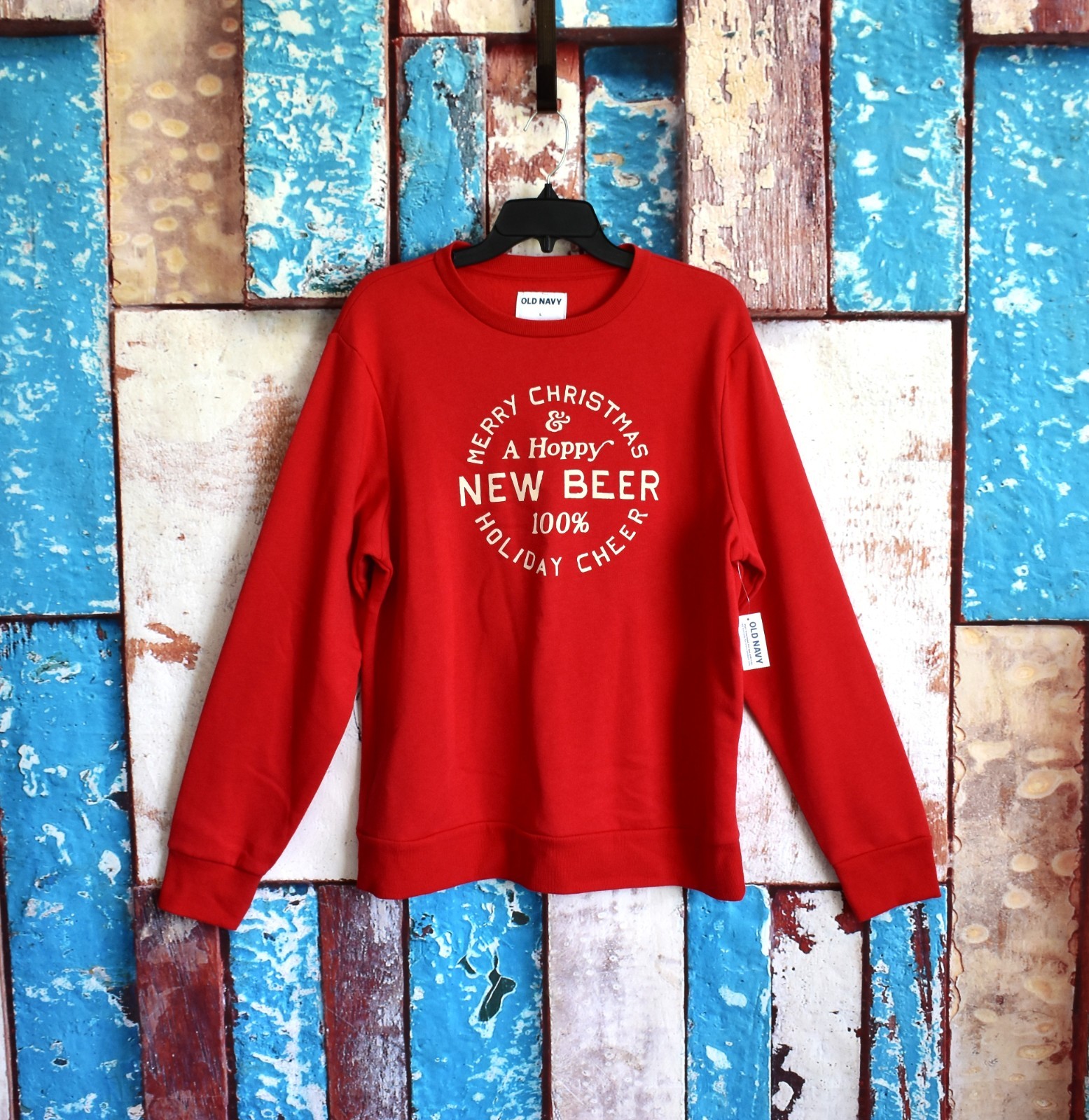 Unisex Old Navy Gender Neutral Graphic Sweatshirt Long Sleeve LARGE Red NEW