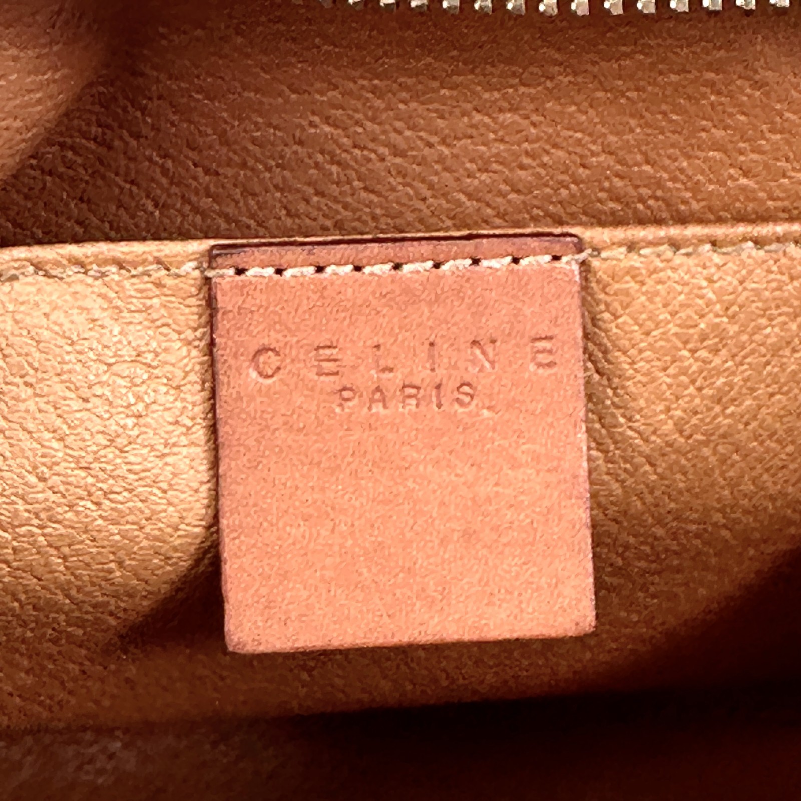CELINE Vintage Macadam Vanity Clutch Bag Purse Cosmetic Pouch Brown