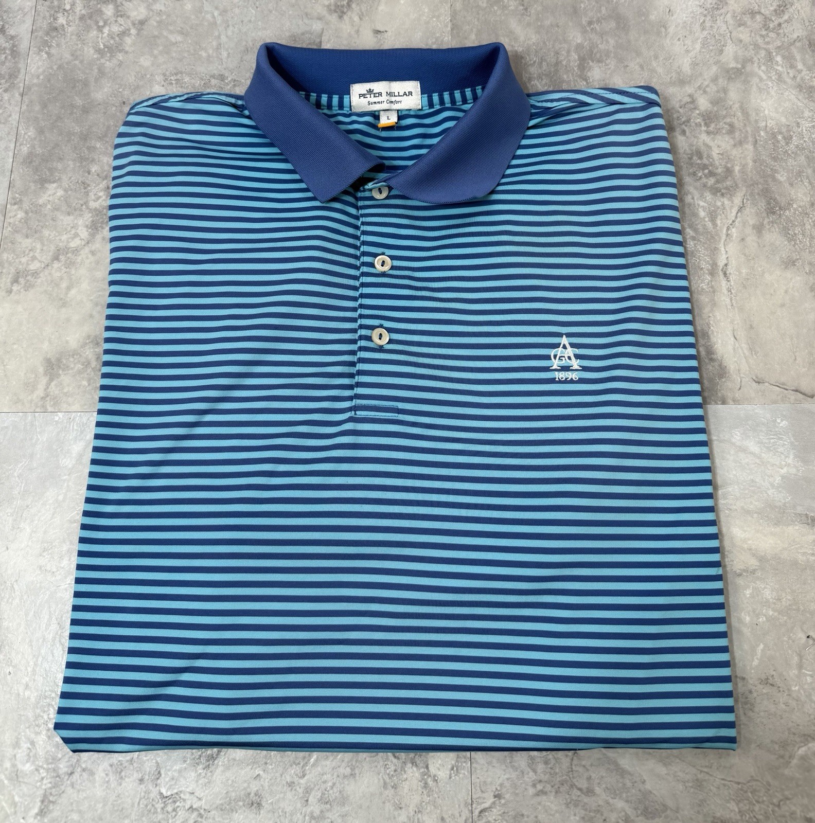 Peter Millar x Aronimink Golf Club Summer Comfort Stripe Polo Shirt Men’s Size L