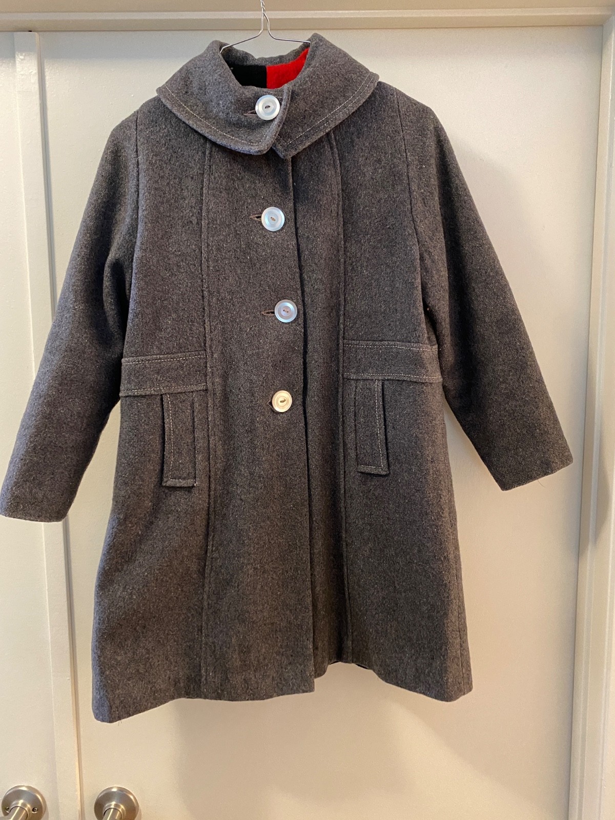Antique Vintage 40’s Era Grey Wool Peacoat Collar Pockets