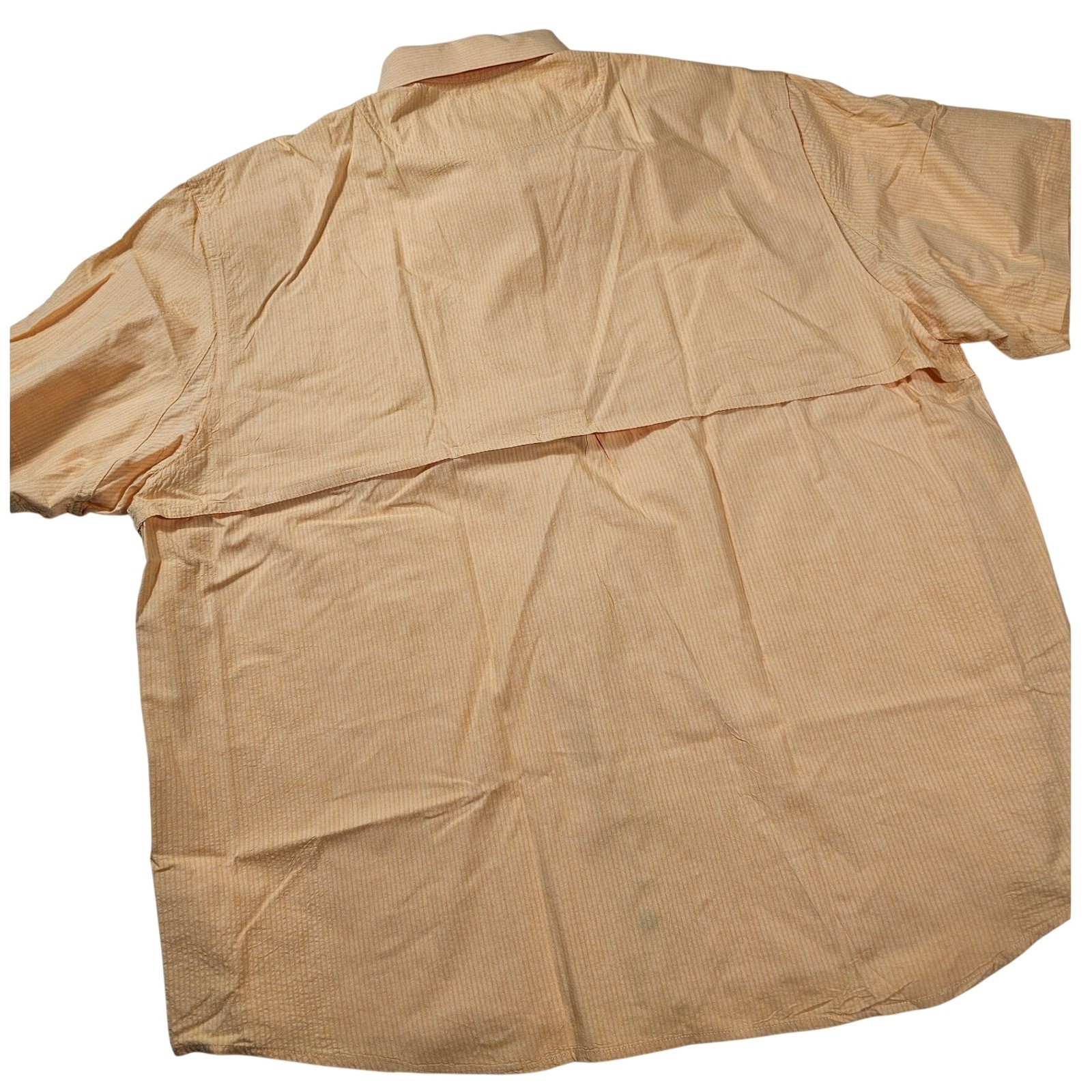 Kevins Plantation Collection Mens 2X Orange Seersucker Fishing Shirt Vented Back