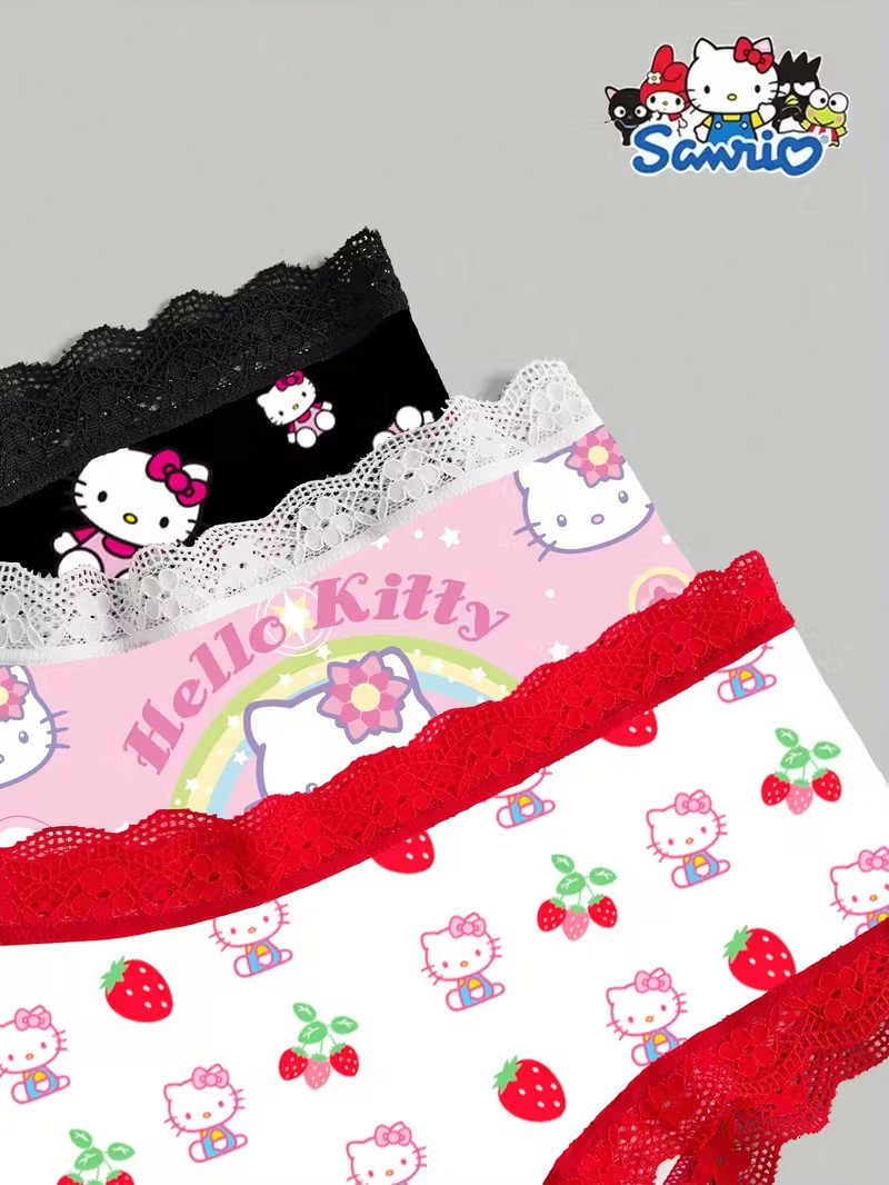Sanrio Hello Kitty Sexy Cute Cartoon Lace Kawaii Brief Panties – Pack of 3