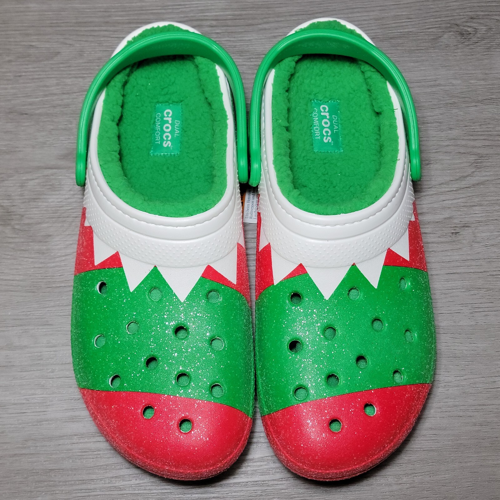 Crocs Classic Christmas Holiday Fuzzy Lined Clogs Sandals Size 13 Dual Comfort