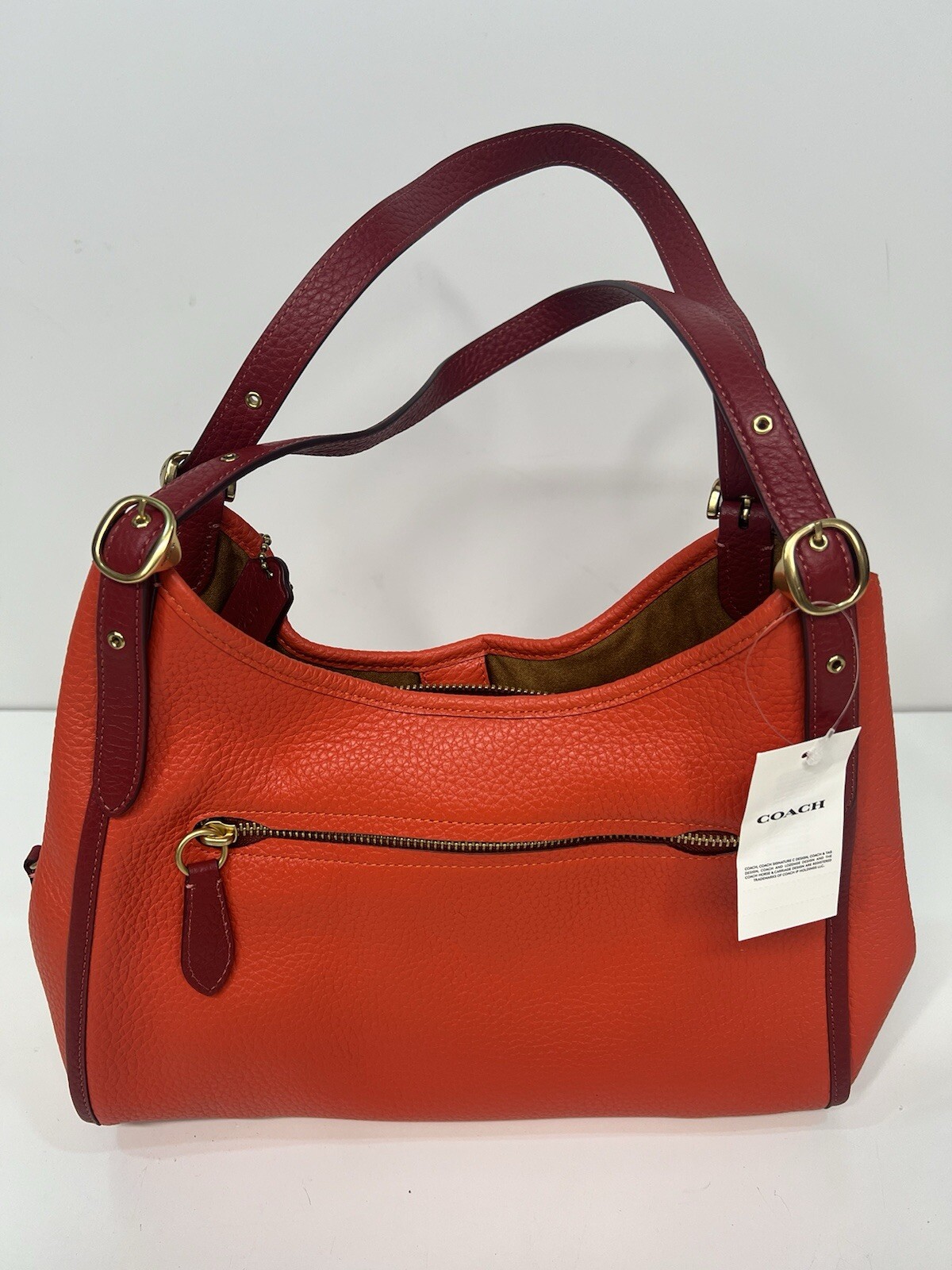 New w Tag Coach Lori Leather Shoulder Bag  Red Orange C6627 RP$395 FREE SHIP