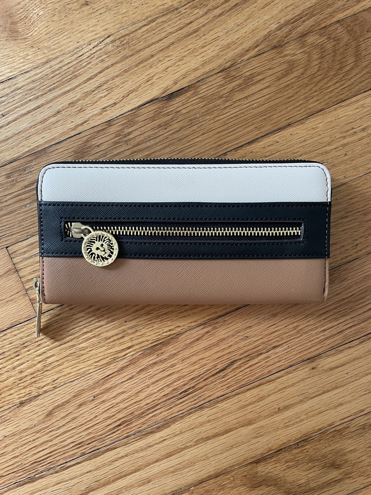 Anne Klein Women’s Colorblock Zip-Around Wallet Credit Card Slots Folding