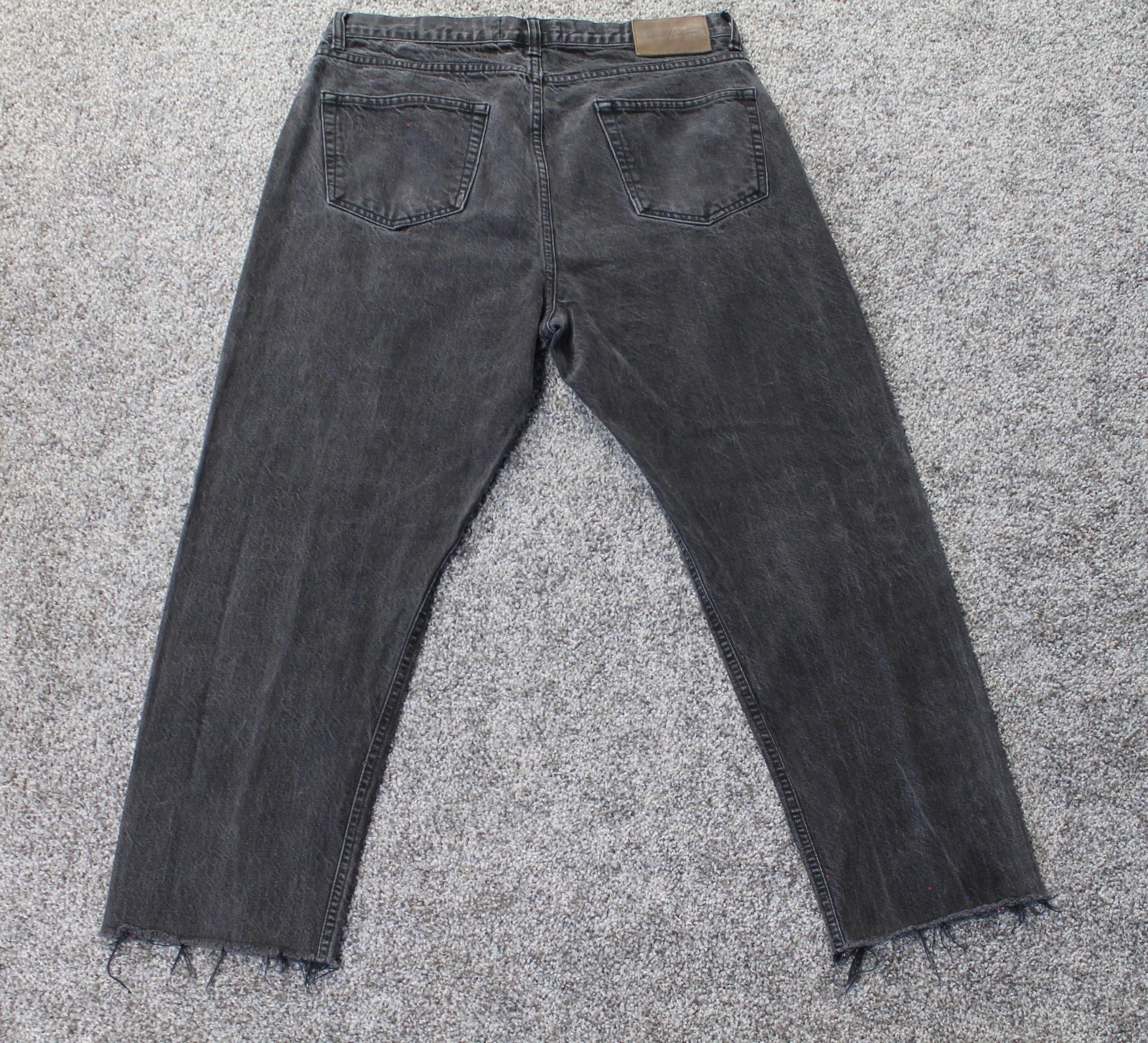 Second/Layer Frayed Hem Selvedge Denim Men’s Jeans 34 x 25 Black Washed