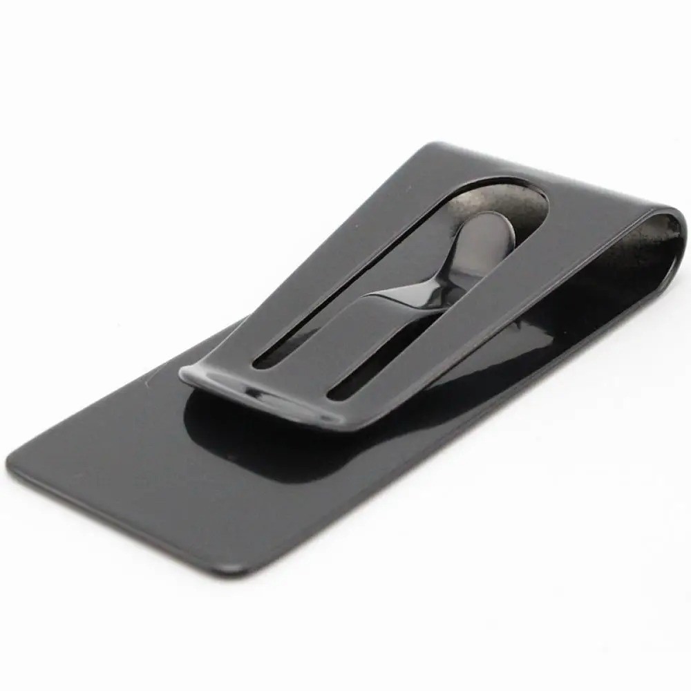 Black & Silver Stainless Steel Money Clip Metal Pocket Holder Wallet Credit Card