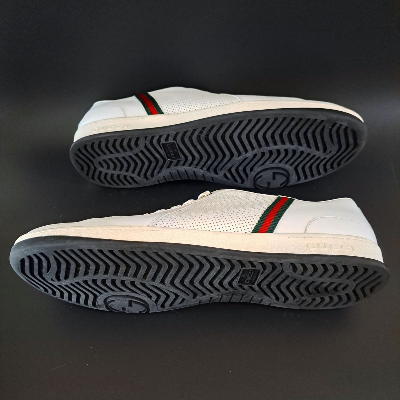 GUCCI Pelle S. Gomma Web Accent Men’s Sneakers Size 13D