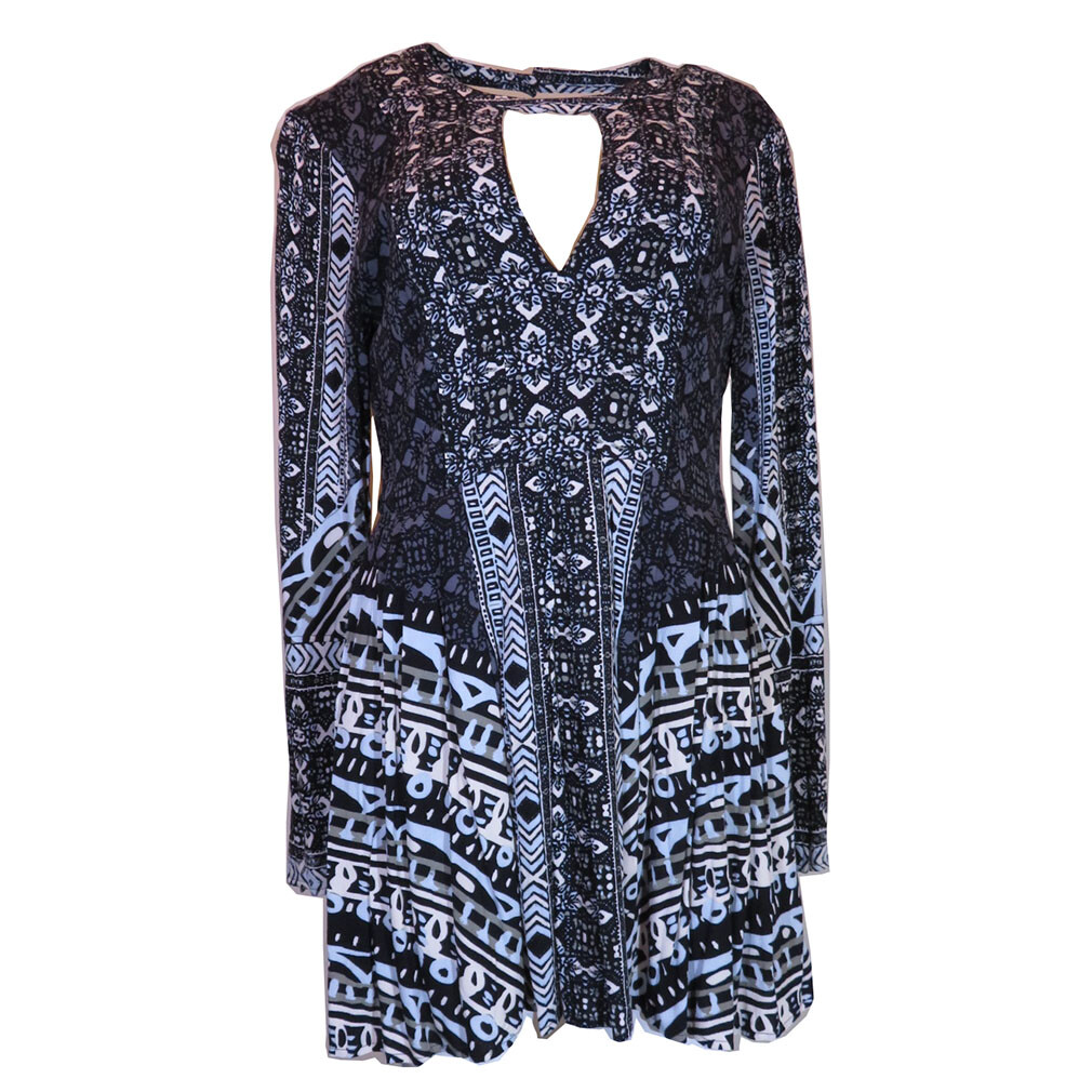 Free People Tegan Printed Cutout Dress , Size-6