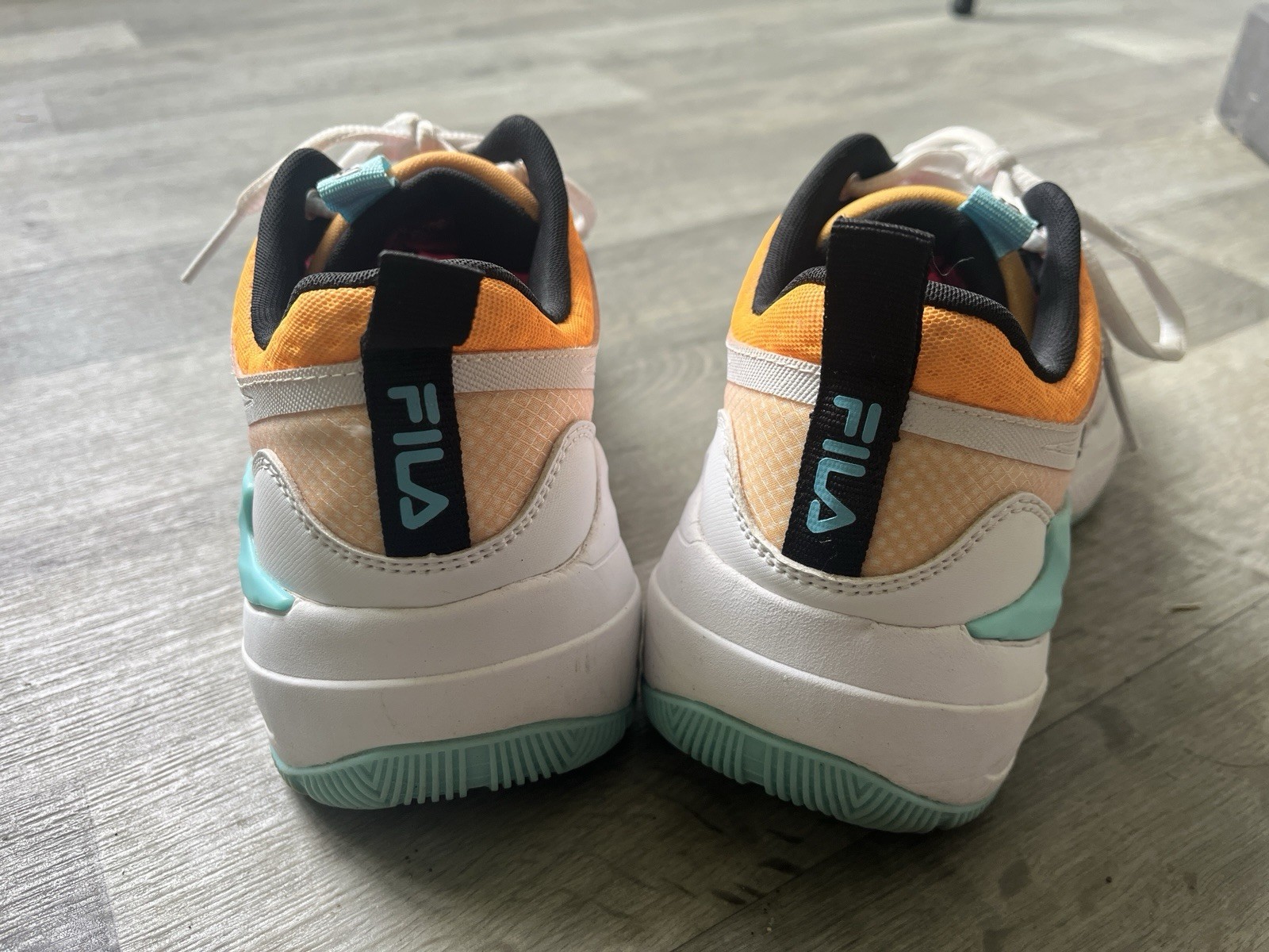FILA Low Top Lace-Up Colorblock Athletic Sneakers White Orange Pink Teal