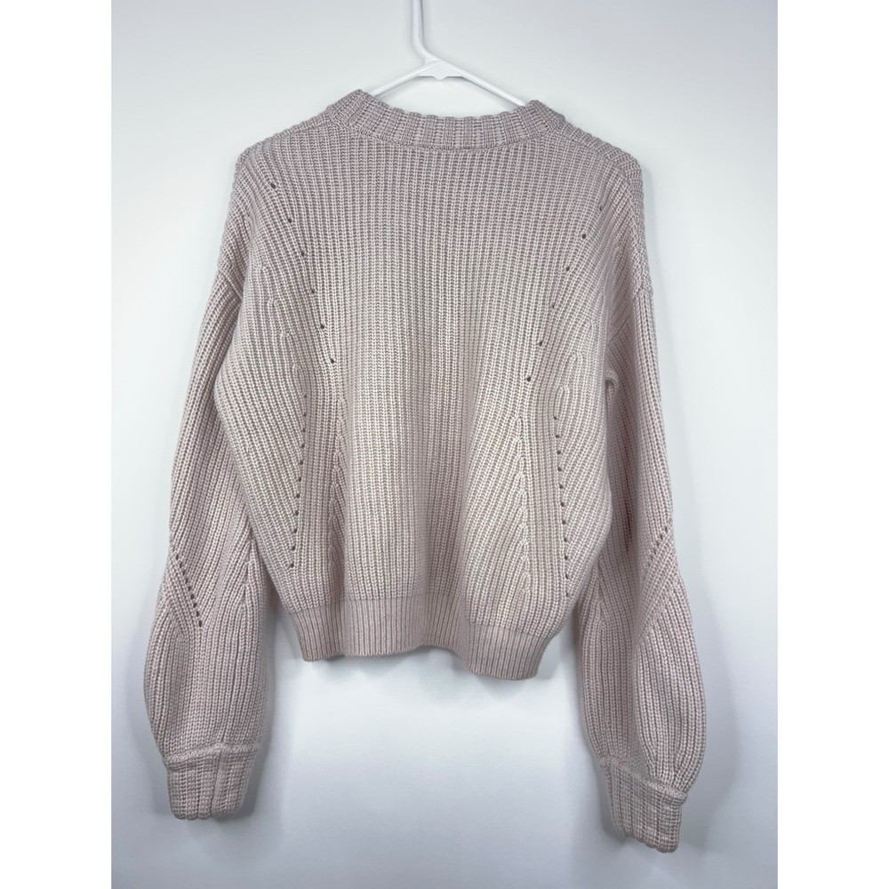 Athleta Wool Cashmere Cream Knit Sweater Crew Neck Neutral Cozy Cropped Small