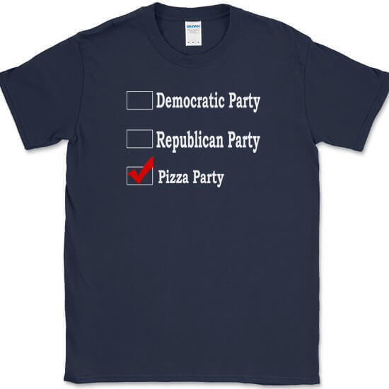 Republican Party Democrat Party Pizza Party T-Shirt Funny Political Food Tee