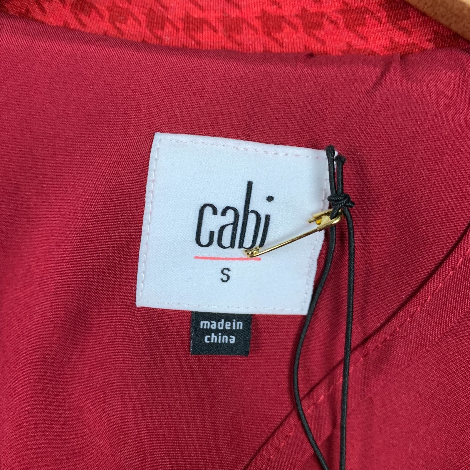 CAbi Celebration Jacket Womens Small Red Square 3546 Houndstooth Ruffle Coat NWT