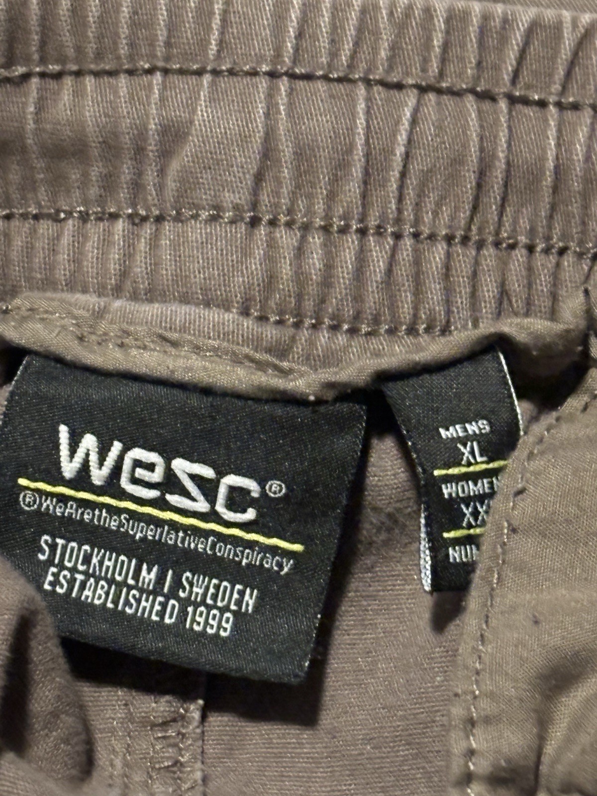 WeSC Men’s Gray Cargo Jogger Pants XL Tapered Drawstring Elastic Waist