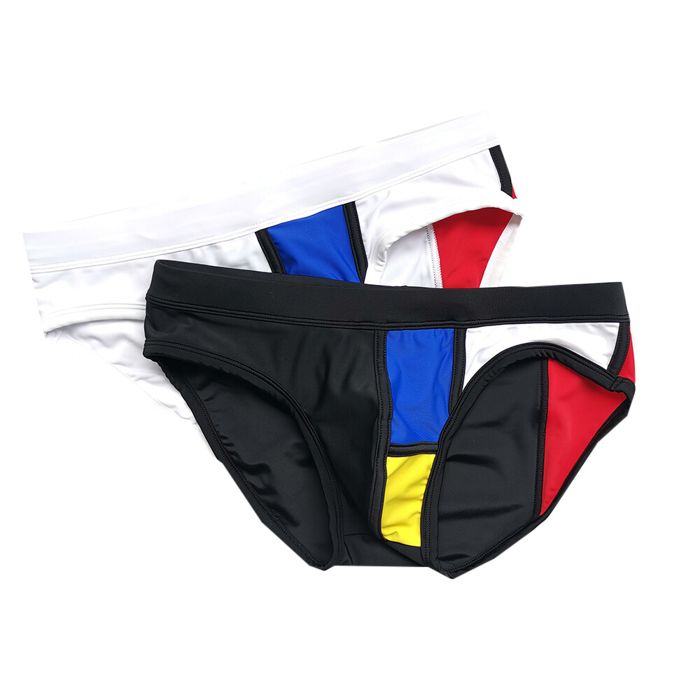 Men’s Low Rise | Contoured Mondrian | Color Blocked | Cruise Vacation | Swimsuit