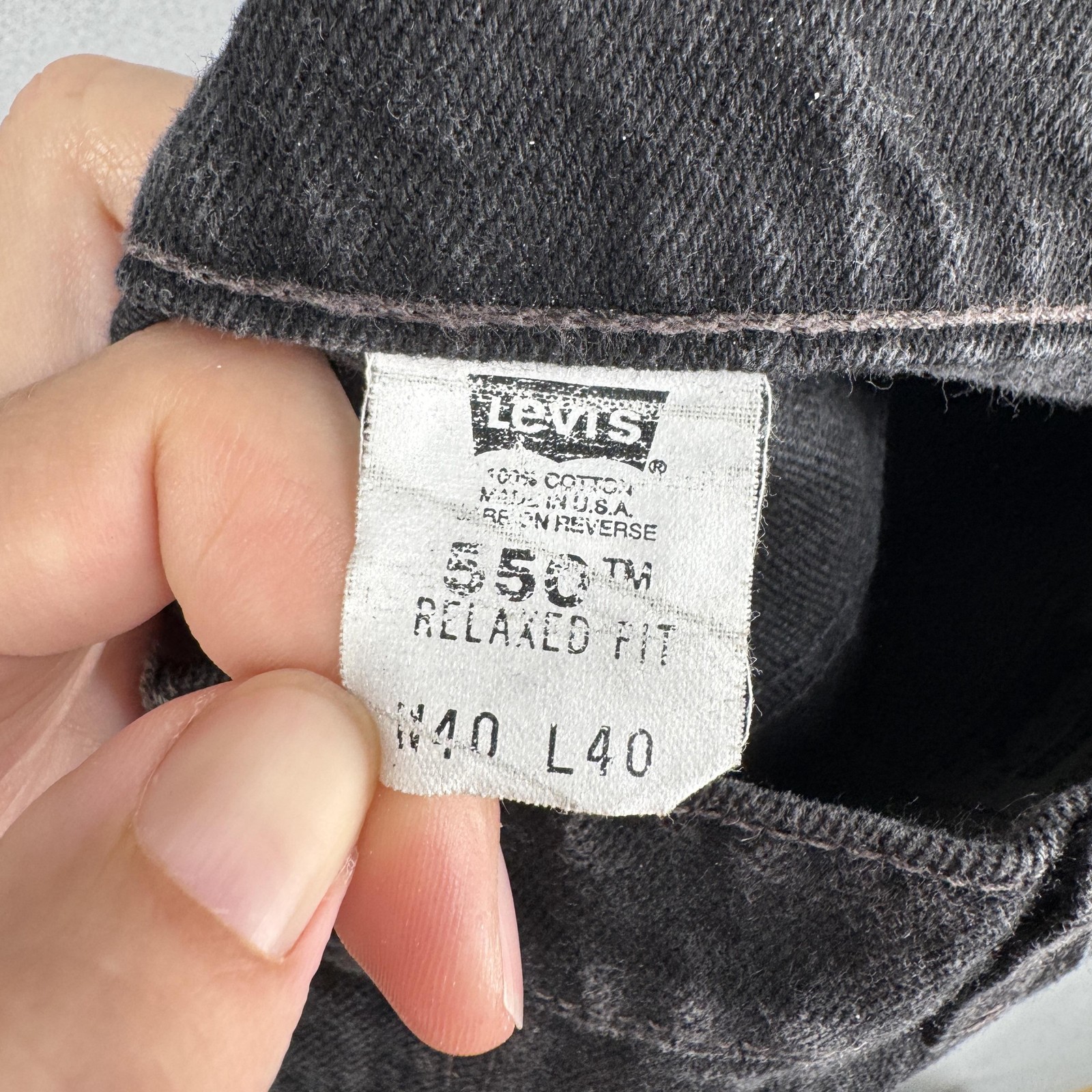 Vintage Levis 550 Jeans Mens 37×40 Charcoal Wash Black Relaxed Tapered USA 90s