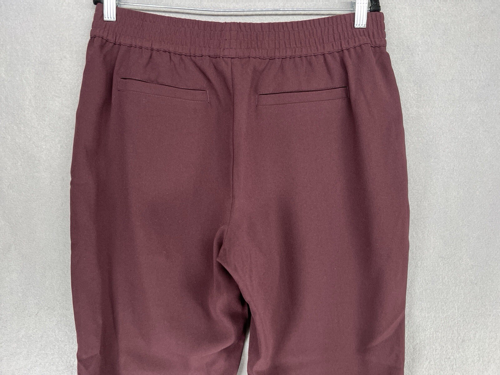 Lands End Pants Womens 12 Burgundy Slim Leg Crepe Elastic Waist Pull On Office