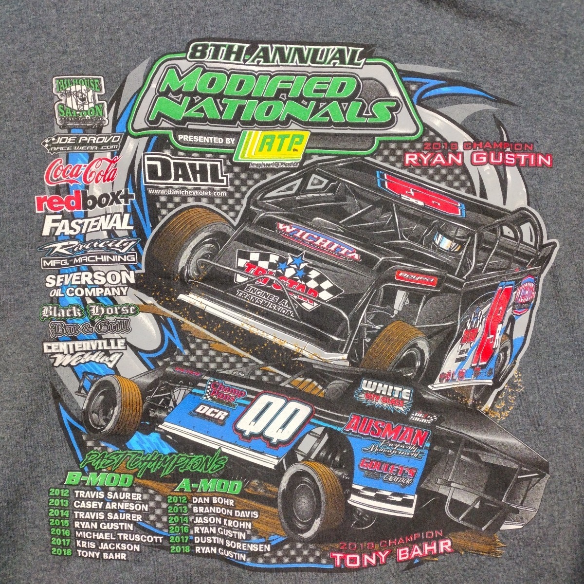 Modified Nationals Speedway Dirt Track Racing Dbl Sided Graphic Hoodie XL Bahr
