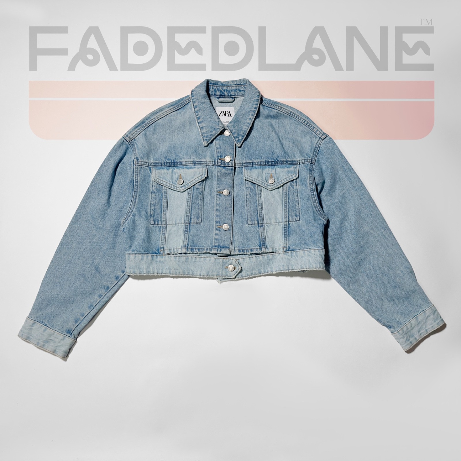 Zara Women’s Two Tone Cropped Jean Jacket, Size Small
