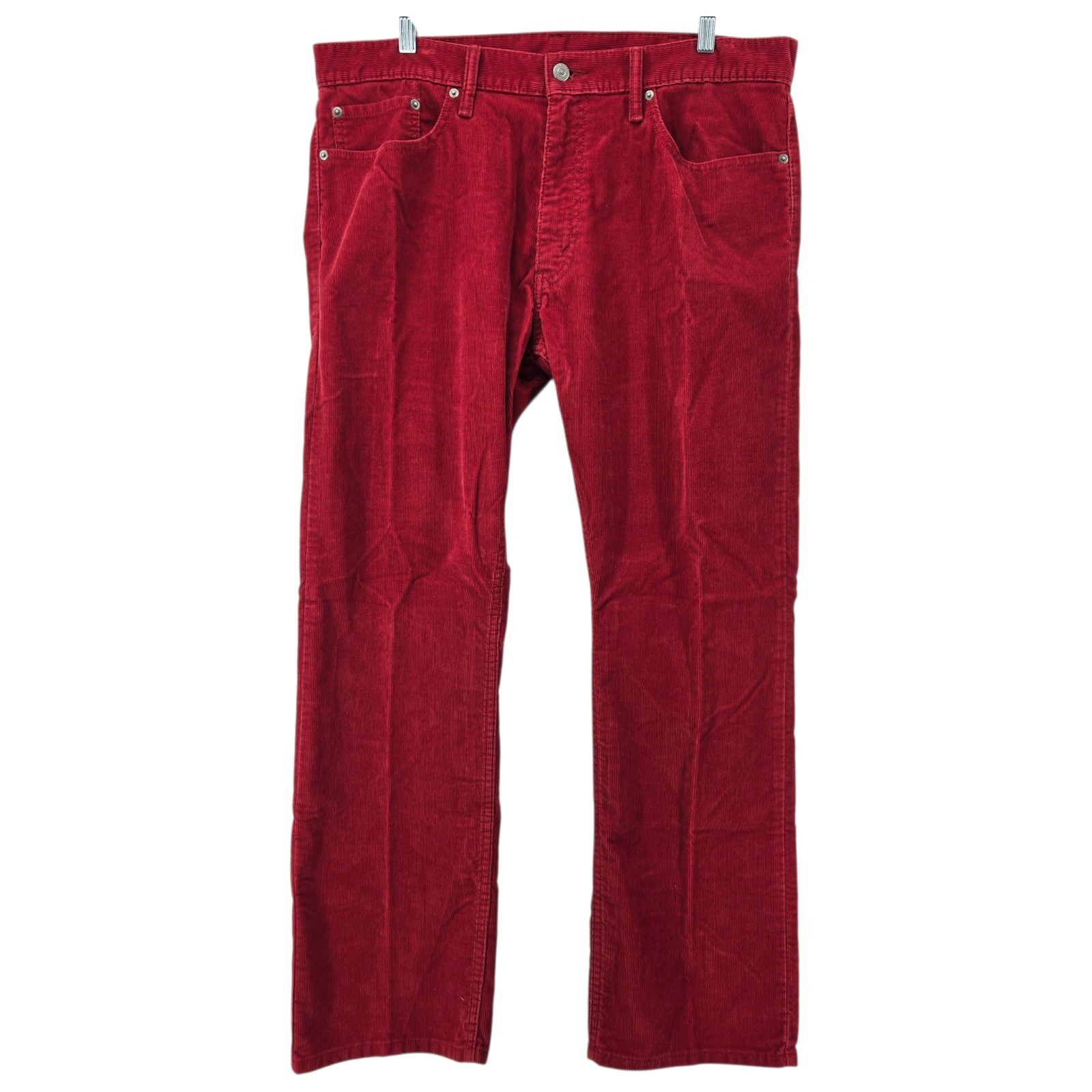 Levi’s 514 Jeans Mens 38×30 Red Corduroy Slim Fit Straight Leg Grunge Hipster