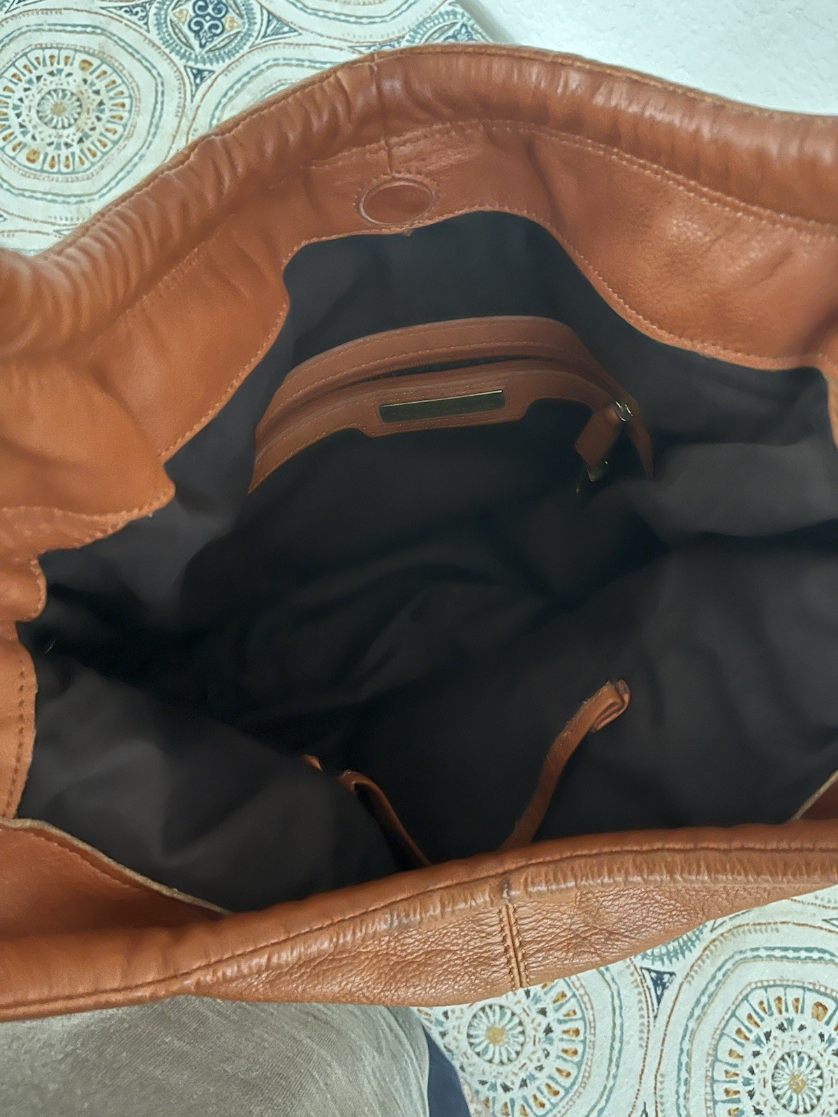 Kenneth Cole Orange Leather Hobo Bag Purse Shoulder Bag