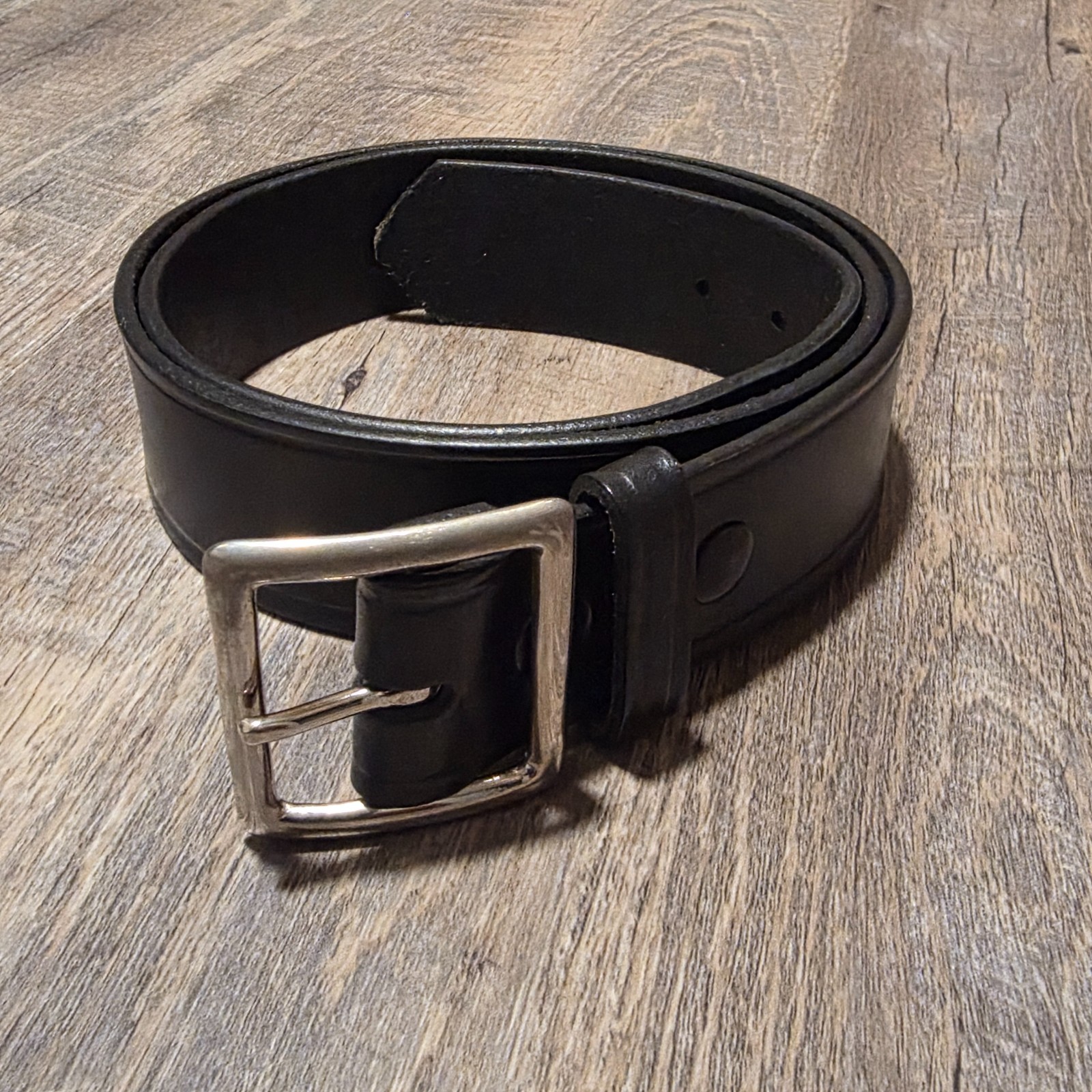 Goulds & Goodrich Black Leather Belt Silver Buckle Mens Size 42 107CM