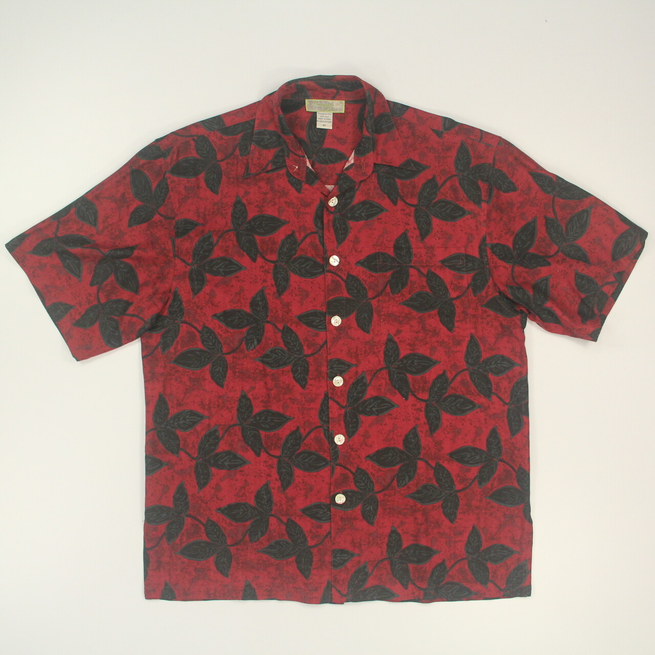 Pineapple Moon Men’s Short Sleeve Button-up Hawaiian Shirt Size Medium 100% Silk