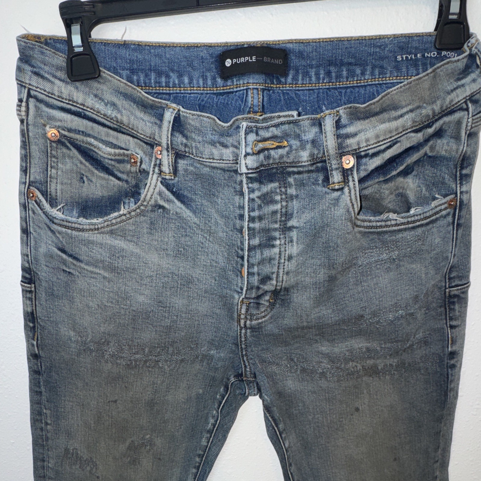PURPLE Brand Men’s Gray Light Wash Skinny Slim Denim Jeans Low Rise 5-Pocket