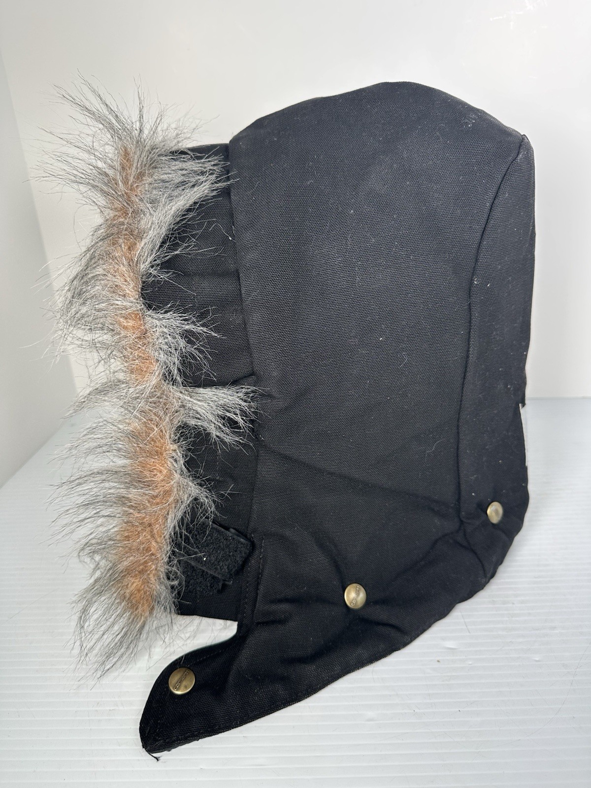 Carhartt Hood Mens A01 BLK Black Arctic Quilt Lined Fur Snap On USA VTG